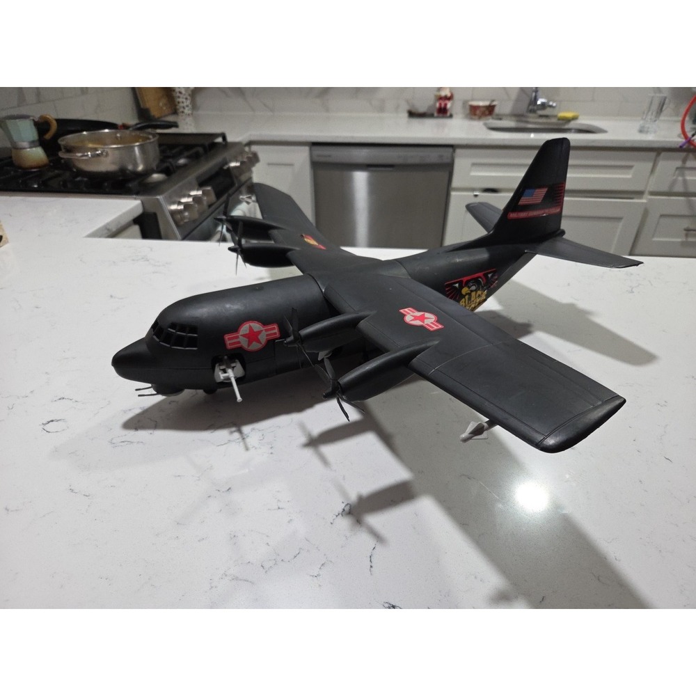 Vintage 1980'S GI JOE Black Eagle Military Gunship TS-348298 Cargo Airplane Toy